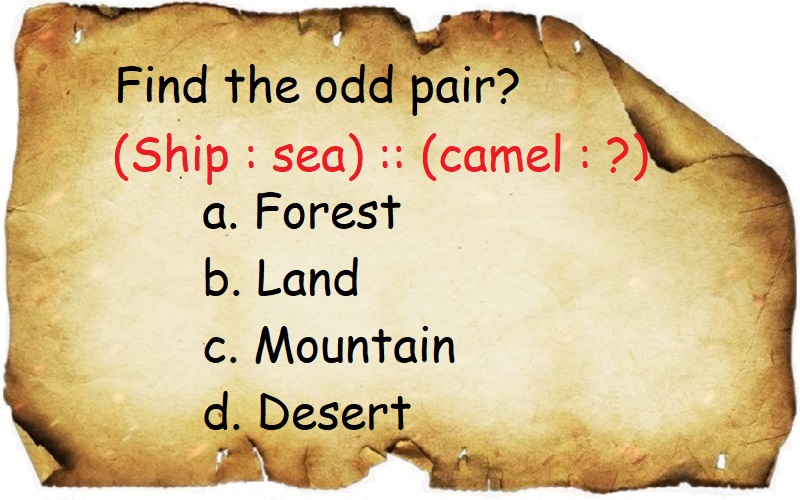 find the odd pair ship sea, camel