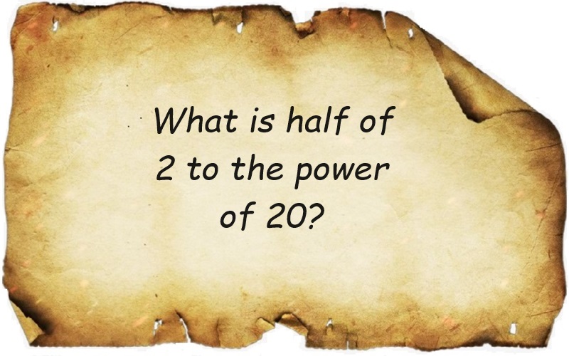 What is half of 2 to the power of 20?